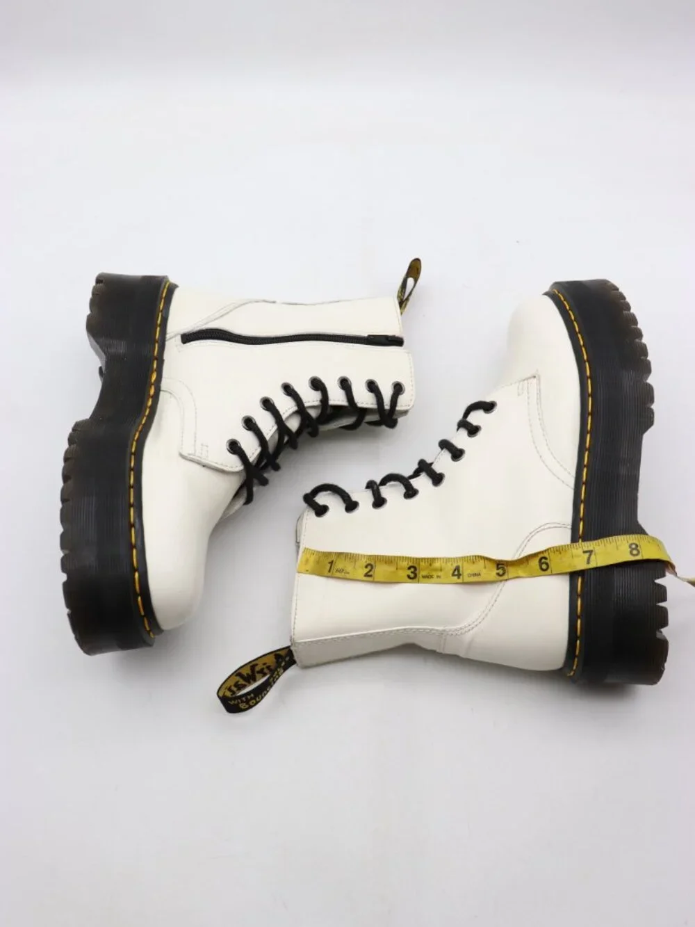 Doc Dr Martens Jadon Women's Size 8 Lace Up Side Zip Platform Boots White